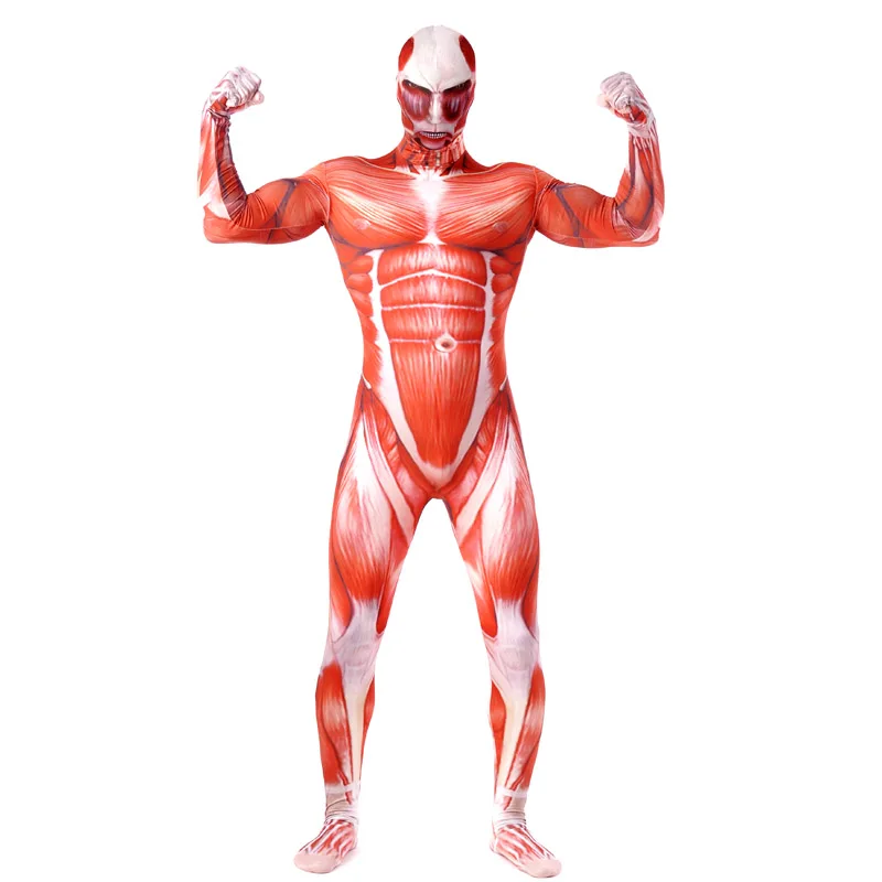 Coshome Attack On Titan Cosplay Costumes Shingeki No Kyojin Halloween Party Muscle Jumpsuit Lycra Zentai Adult Bodysuit (5)