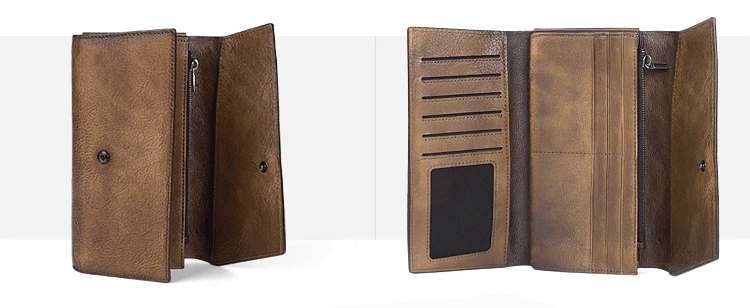 Длинный мужской кошелек первый Слои роскошная кожаная ручной работы Ретро мужской клатч телефон кошельки Портмоне Винтаж Для женщин