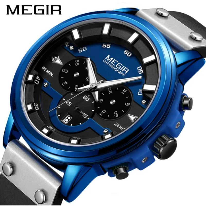 Reloj Hombre MEGIR модные спортивные часы мужские лучший бренд класса люкс Хронограф