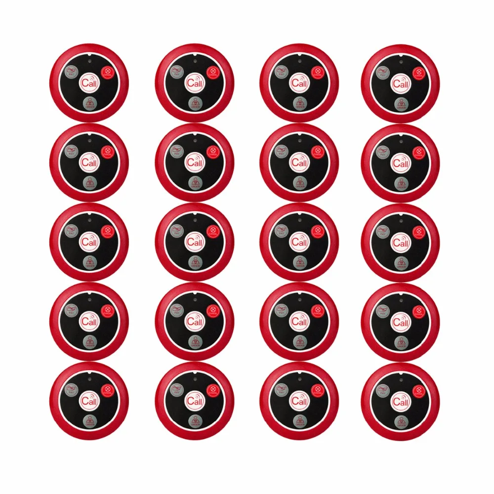 

20pcs 433MHz Restaurant Pager Wireless Calling System Button Call Pager Four-key Restaurant Equipment Catering F3285C