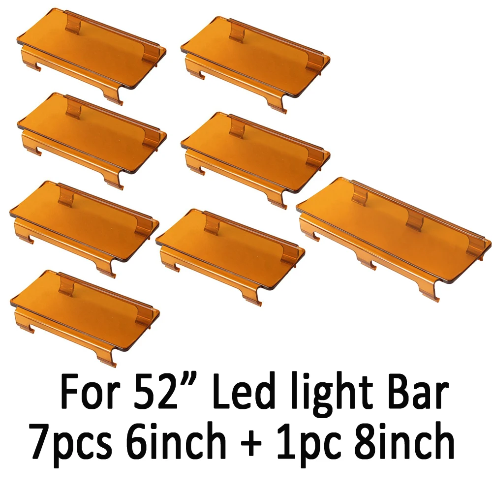 

50" inch Snap On Dust Proof Protective Cover 7pcs 6" + 1pc 8" for 52" inch led light bar 300W Amber Black Clear Red Blue Green