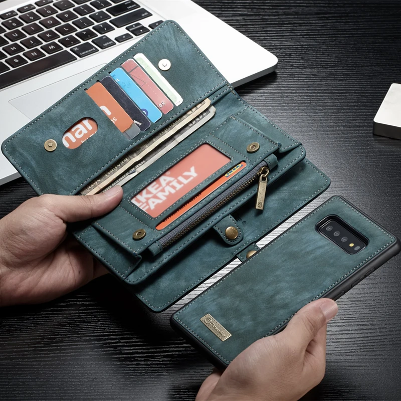 

Multi-functional Zipper Wallet Case For Samsung Galaxy S10 5G Detachable Leather Wallet Cover G977N G977U G977FD Phone Bags Case