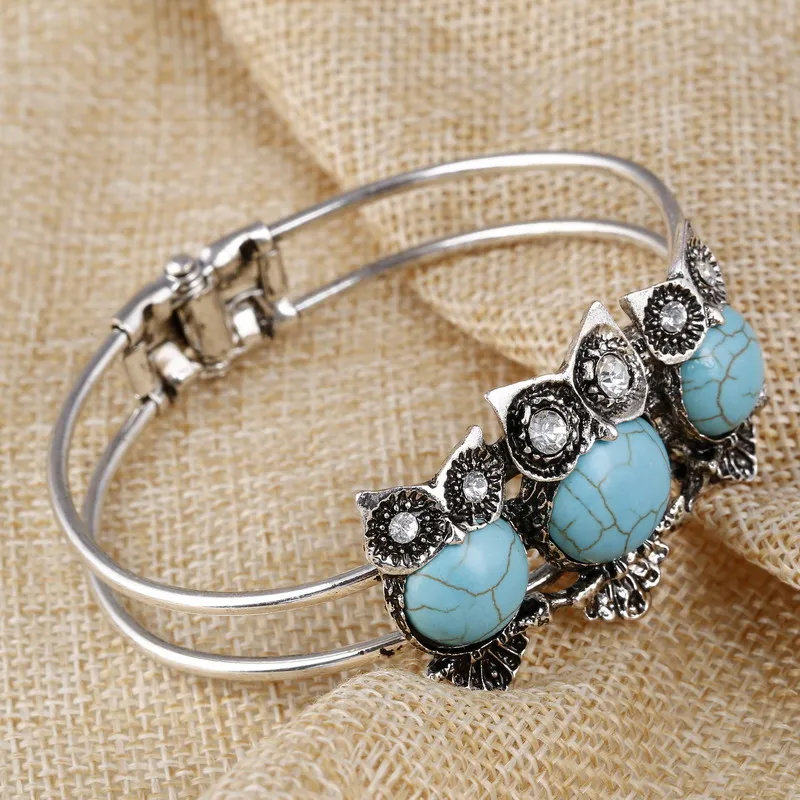 

Vintage Silver Color Bangles for Women Punk Cuff Armlet Armband Owl Tibetan Wedding Bangle