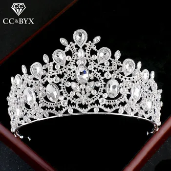 

CC Tiaras And Crowns Luxury Crystal Big Crown Shine Rhinestone Wedding Hair Accessories For Bridal Engagement Fine Jewelry cx003