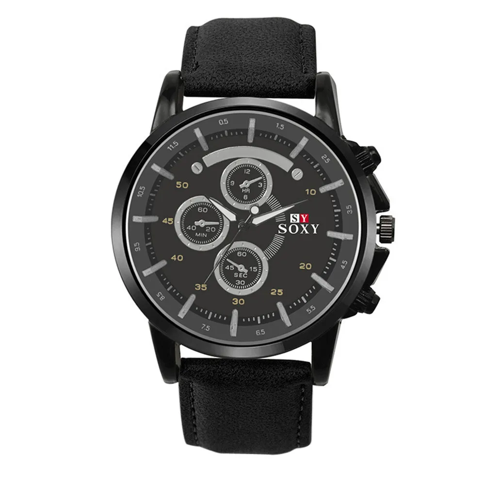 

Hot Sales Luxury Men Date Watch Sport Leather Military Analog-Quartz Wrist Watch Dropshipping 2018