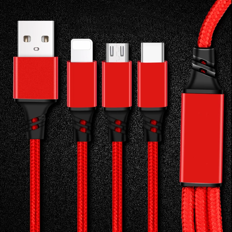 3 в 1 USB кабель для iPhone XS Max XR X 8 7 зарядное устройство Micro USB кабель 2 в 1 кабель для мобильного телефона usb type-c