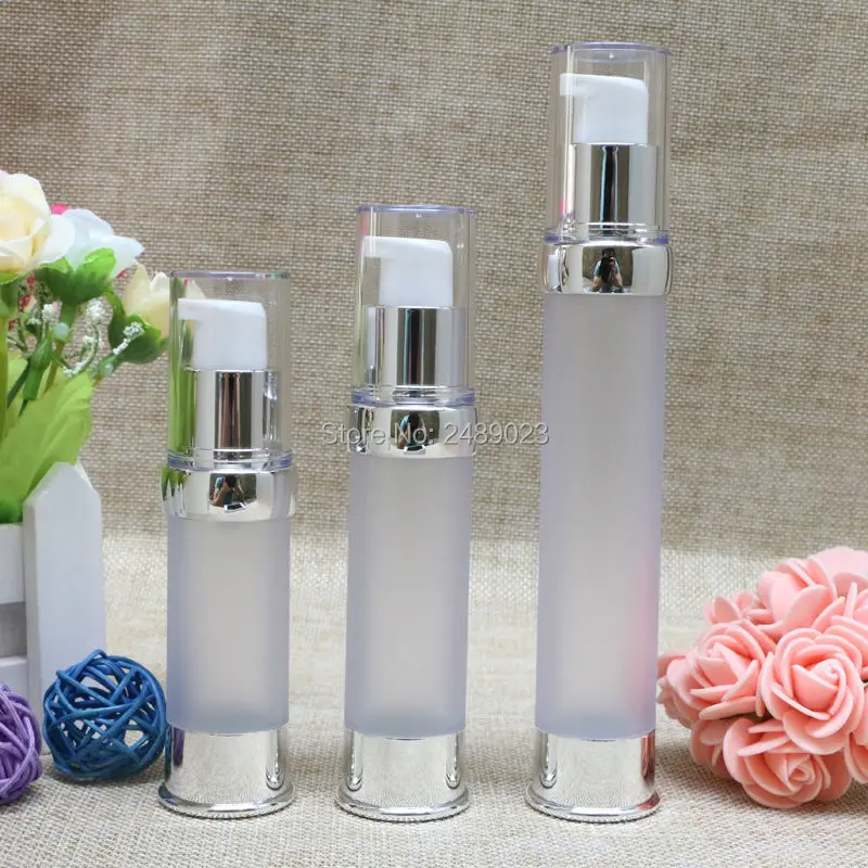 

Min 15ml 20ml 30ml High-grade Silver Airless Bottles Vacuum Frosted Lotion Container Plastic Empty Refillable Bottle 10pcs/lot