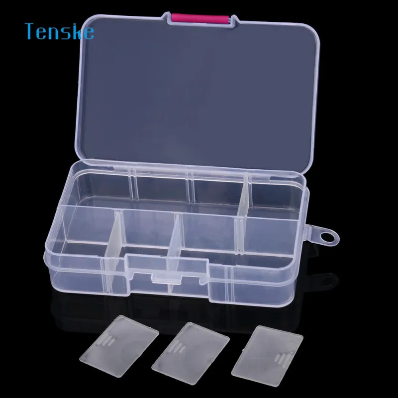 

TENSKE 8 Slots Strong Plastic Adjustable Jewelry Storage Box Craft Organizer Beads Multifunctional Detachable Organizer 1PC