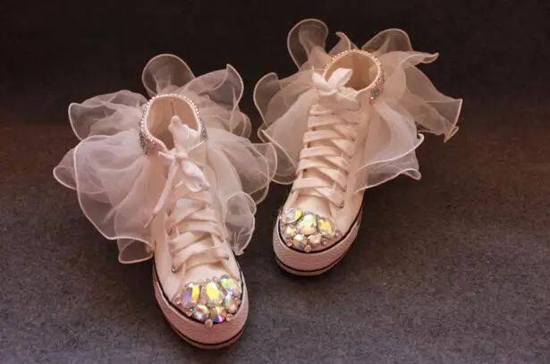 Apoepo white hyperbole lace rubber boots for women crystal round toe flat platform shoes lace up sneakers women casual boots Women's Shoes