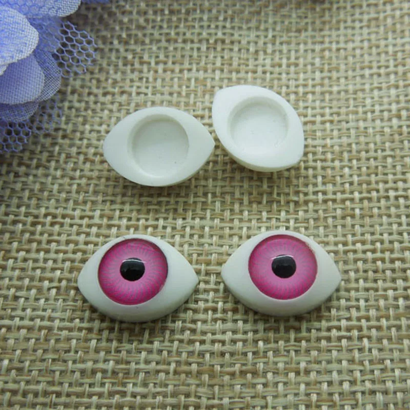 50Pcs(25pairs) Half Plastic Doll Eyes Pink color BJD EYES, Oval Doll Dollfie Eyes Eyeballs