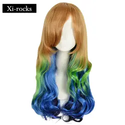 Xi. rocks парики 26 дюймов длинные волнистые Лолита Стиль омбре с челкой Косплей Harajuku парик 3033