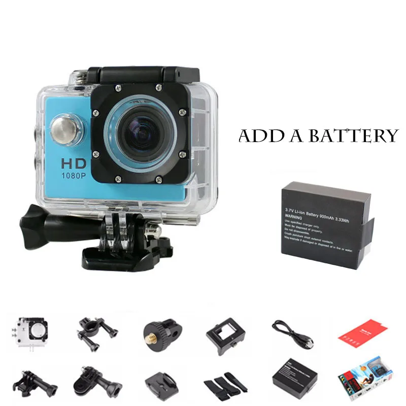 

SJ4000 2PCS battery Go pro Style Sports Action Camera  720P Waterproof 30M Mini Sports DV  Camera Helmet Cam 1.5 Inch LCD