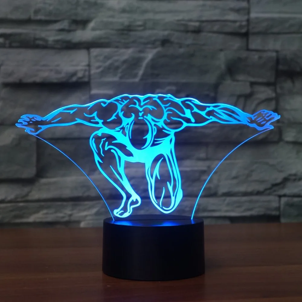 

7 Color Changing 3D Led Fitness Modelling Night Lights Bedside Muscle Man Sleep Lighting Table Lamp Bedroom Gym Decor Boys Gift