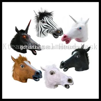 

Party Cosplay Creepy Unicorn Horse Animal's Head Latex Mask Halloween Costume Theater Prank Prop Crazy Funny Animal Head Mask