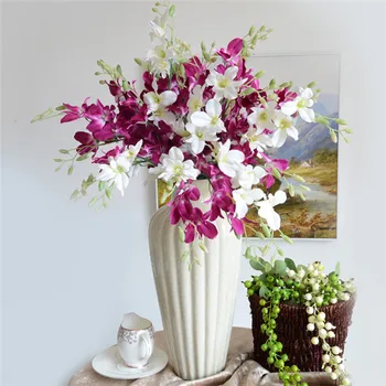 

Fake European Phalaenopsis 67cm/26.38" Length 10Pcs Artificial Butterfly Orchid White/Purple Color for Wedding Flower