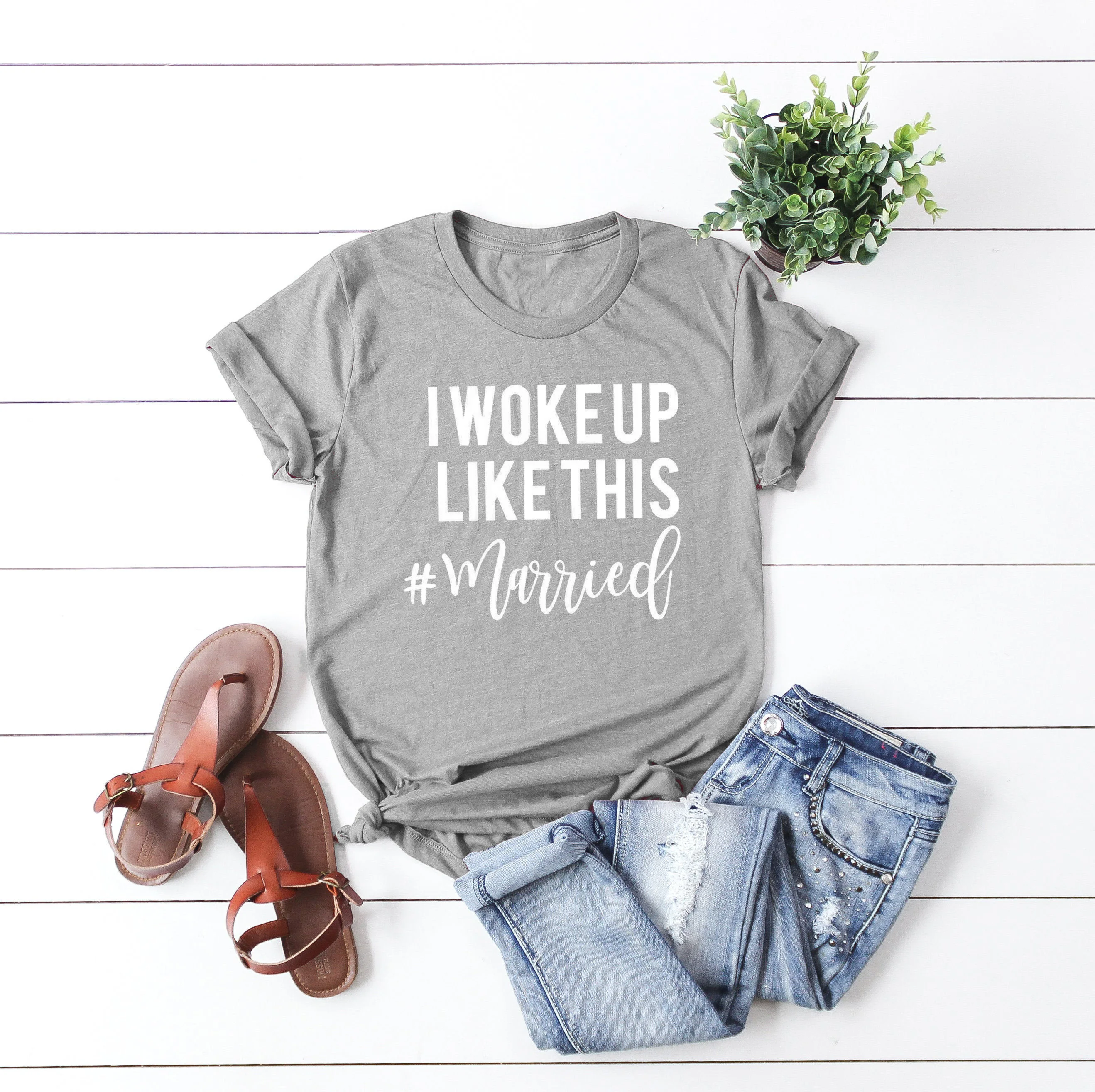 

I Woke Up Like This #Just Married Wedding Shirt Honeymoon Trip t Shirt Honeymoon Wedding Gift slogan bachelorette party tees top