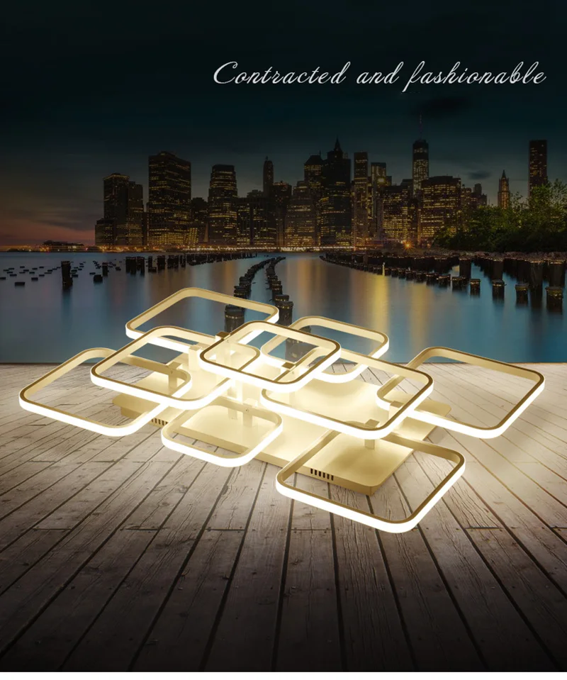 Modern Creative DIY LED Chandelier Lights Aluminum Rectangle Dimmable Ceiling Chandelier Lamp For Living Room Bedroom Home Lighting (2)