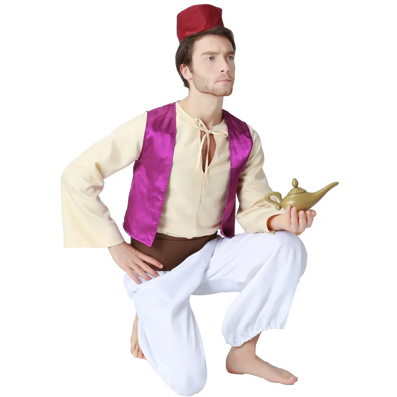 

Movie Aladdin Prince Cosplay Costume Aladdin Adults Costume Outfit Halloween Cos Dress for Men Performance Aladin Cosplay