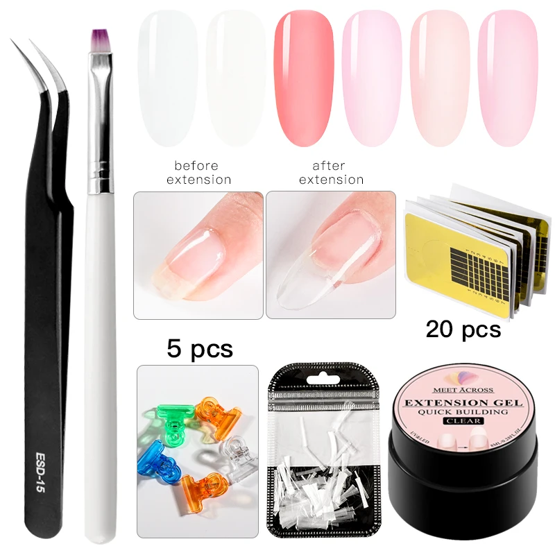 

MEET ACROSS Acrylic Poly Extension Gel Kit Quick Building Gel Polish Set Pink Clear Nude Nail Tips Builder UV Gel Nail Art Tips