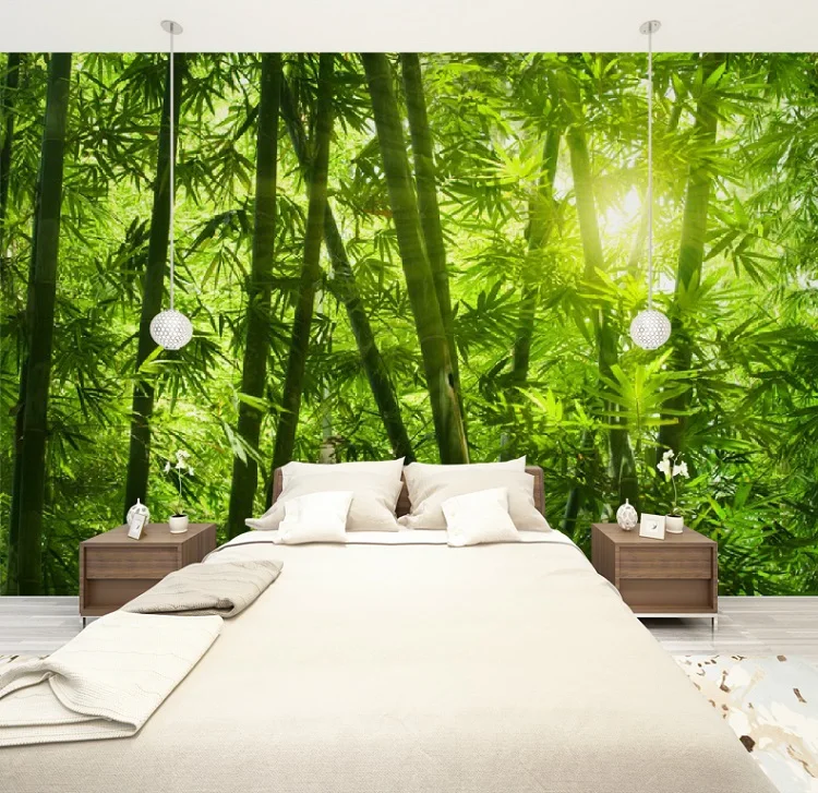 Индивидуальный размер, 3D фотообои, настенная наклейка, бамбуковый лес, китайский стиль, съемная настенная бумага, самоклеящаяся виниловая художественная декорация для дома