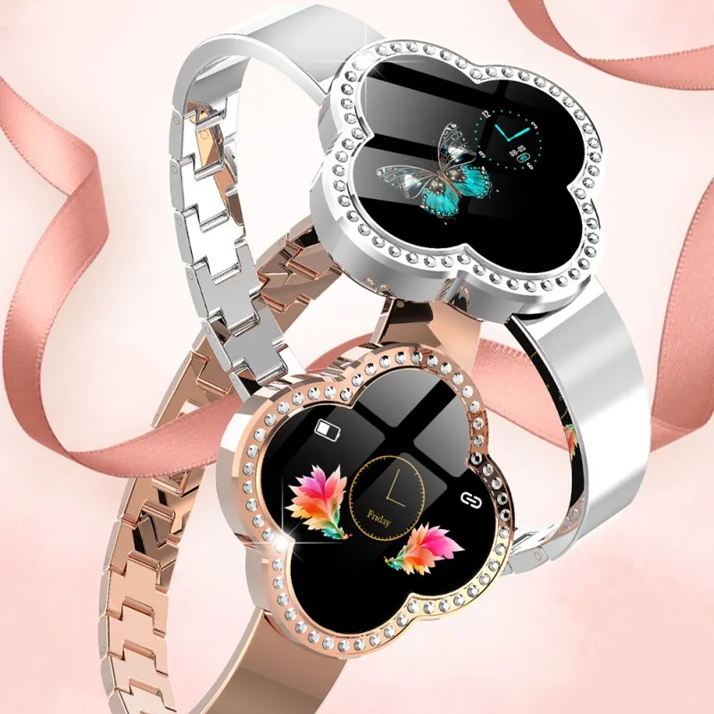 

S6 Smart Band Color Screen Heart Rate Monitor Four-leaf Clover Dial 0.96 Inch Display Durable Smart Female Bracelet