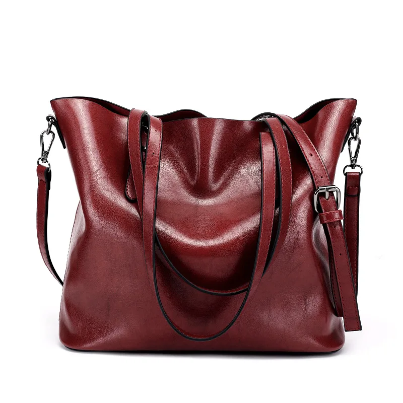 

Fashinn Women Leaher Handbag Large Capacity Casual Totes Simple Office Lady Shoulder Messenger Bag 7Colors