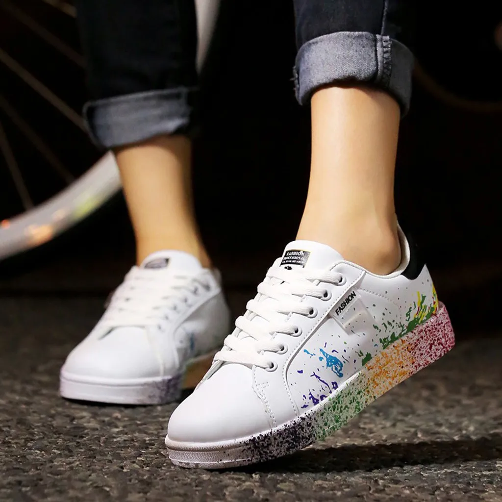 2019 Spring Women�s Shoes Fashion Colorful White Couple