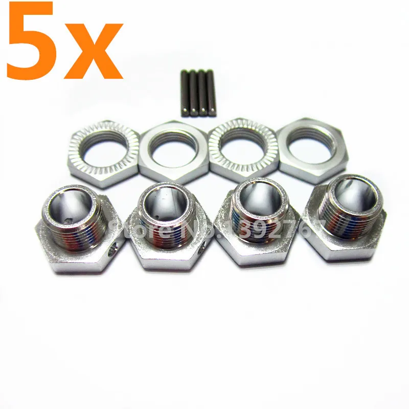 Wholesale 5Sets/lot HSP 1/8 Tires Adapter Wheel Nut 17mm Alum Hex Hubs with Pins Set Screws For