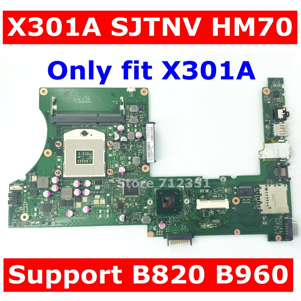 X301A SLJNV HM70 поддержка B820 B960 CPU материнская плата для ASUS ноутбука DDR3 PGA989 100%