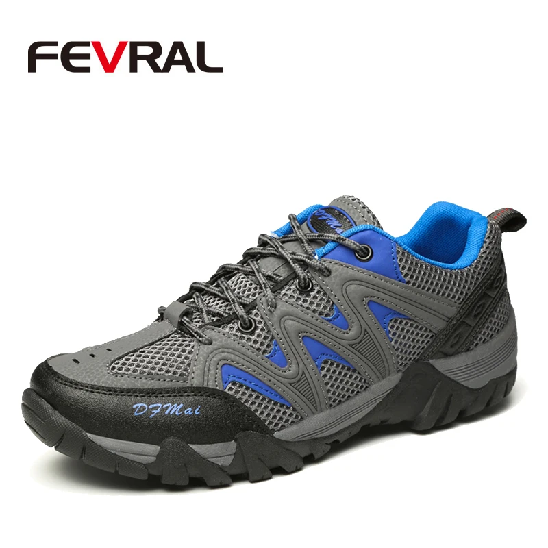 

FEVRAL Men's Lace Up Mesh Safety Shoes Breathable Shoes Comfortable Fashion Lightweight Sneakers Breathable Work Boots Non-Slip
