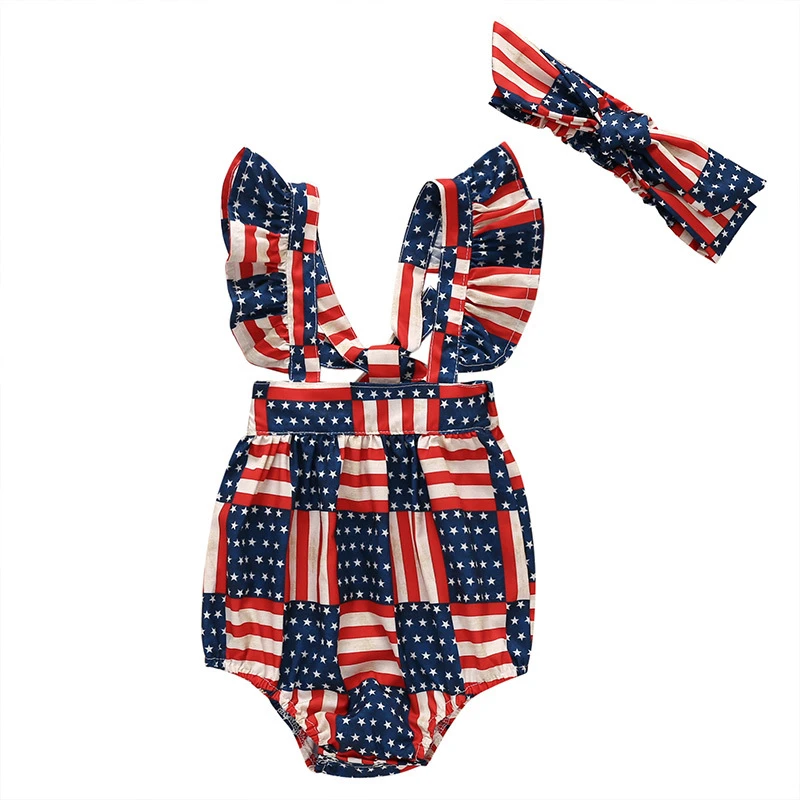 

Baby New fashion Toddler Baby Girls Europe America Print Romper Hair Band Jumpsuits Clothes summer clothes