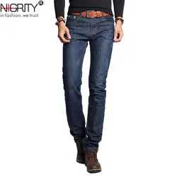 NIGRITY 2018 брендовые новые мужские Модные джинсы Горячие Джинсы для молодых мужчин распродажа мужские брюки повседневные тонкие прямые брюки