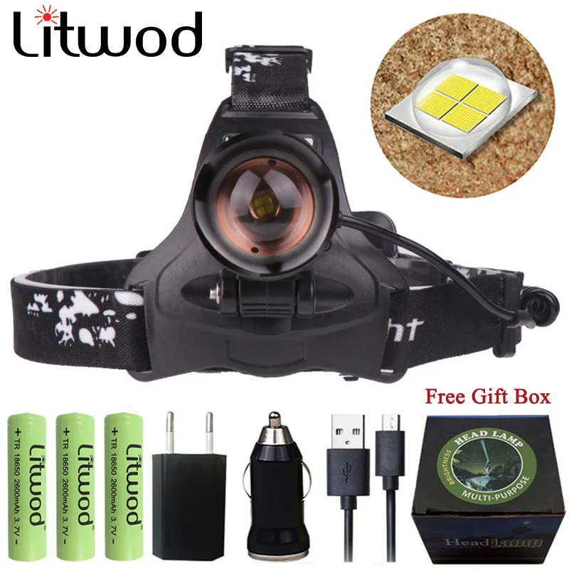 

Litwod Z10 cree XHP70 Headlight powerful Led Headlamp Rechargeable power bank Flashlight Head lamp Flashlight torch light