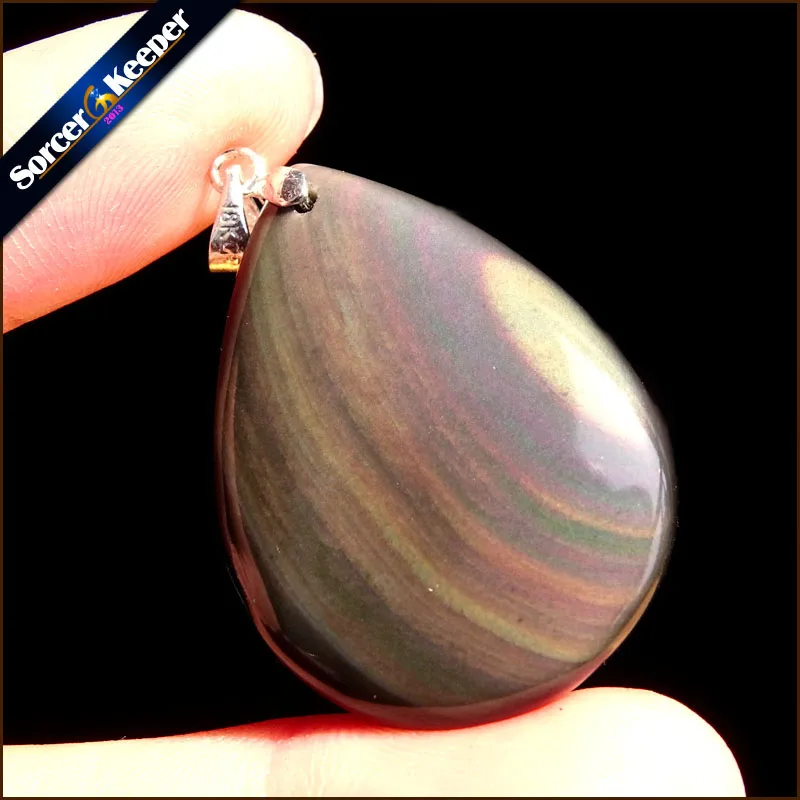 

Men's Natural Stone Obsidian Water Drop Pendant Chakra Healing Reiki Beads Women Crystal Necklace Jewelry Free Pouch WS163