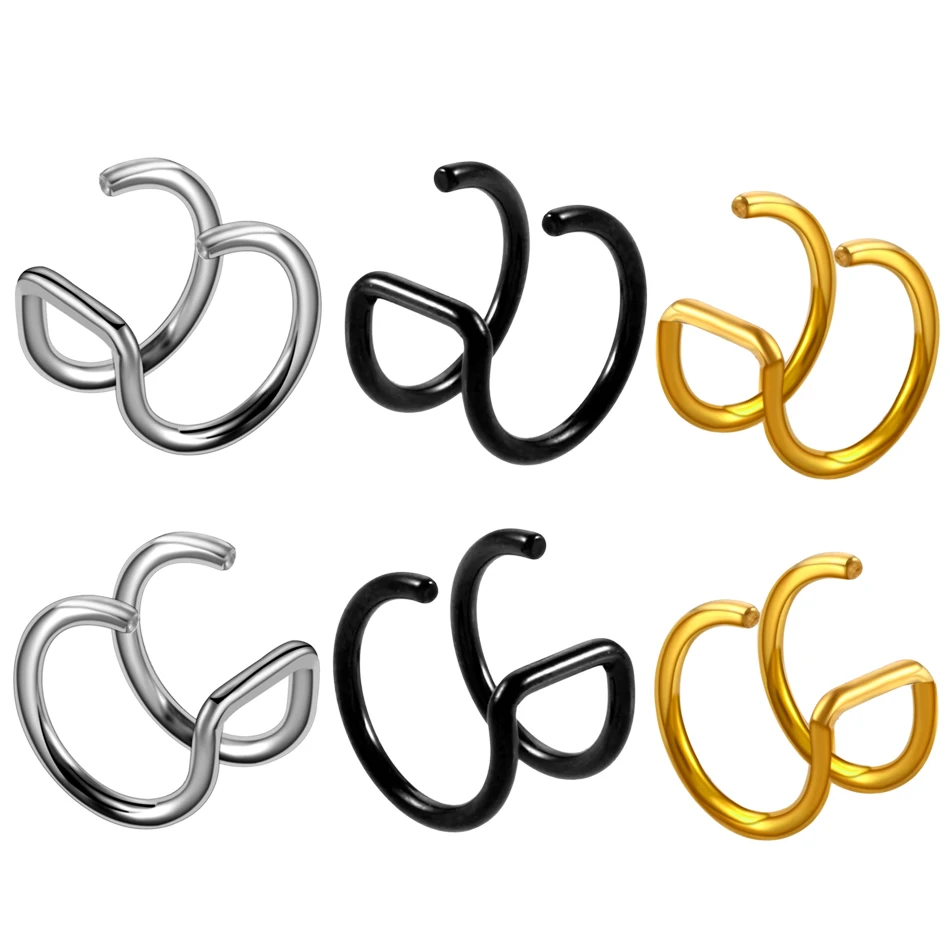

2pcs/lot Illusion Captive Bead Rings Fake Cartilage Clip-On Ring Helix Earrings Non Pierced Clip On Closure Ring Body Piercings