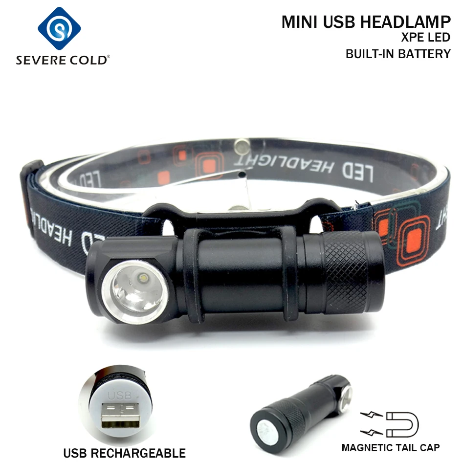 

Mini USB Rechargeable Flashlight LED Headlamp Head Torch Headlight with Battery for Outdoor Camping Head Lamp Flashlight