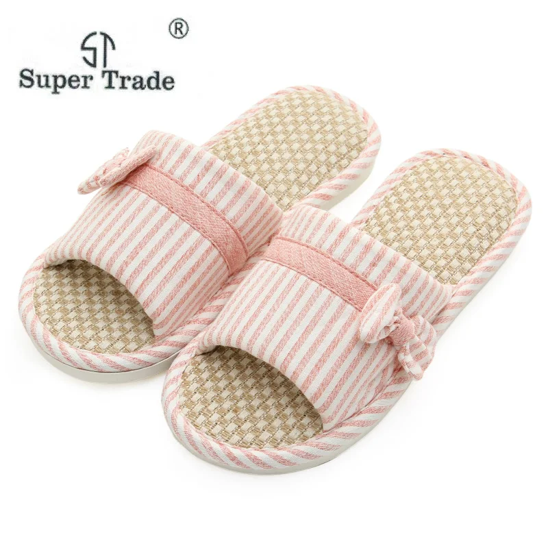 

Women 2019 Summer Flax Home Slippers For Couples Men Indoor Floor Sandals Ladies Casual Silent Open Toe Flats Shoes House Shoes