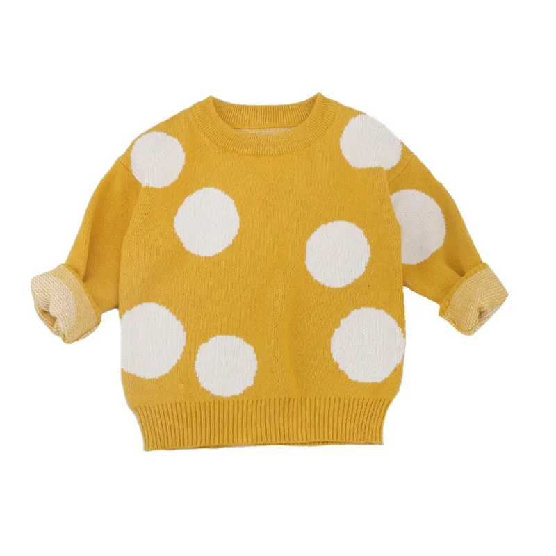 2019 детские свитера; свитера в горошек для мальчиков; зимние свитера для девочек; вязаный детский пуловер; повседневная одежда для