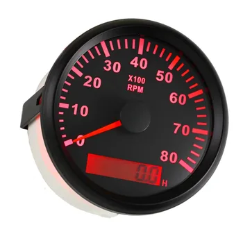 

Pack of 1 85mm Marine Tachometer Gauges with Hour Meters 0-8000RPM Rev Counters LCD Revolution Meter Red Backlight for Auto Boat