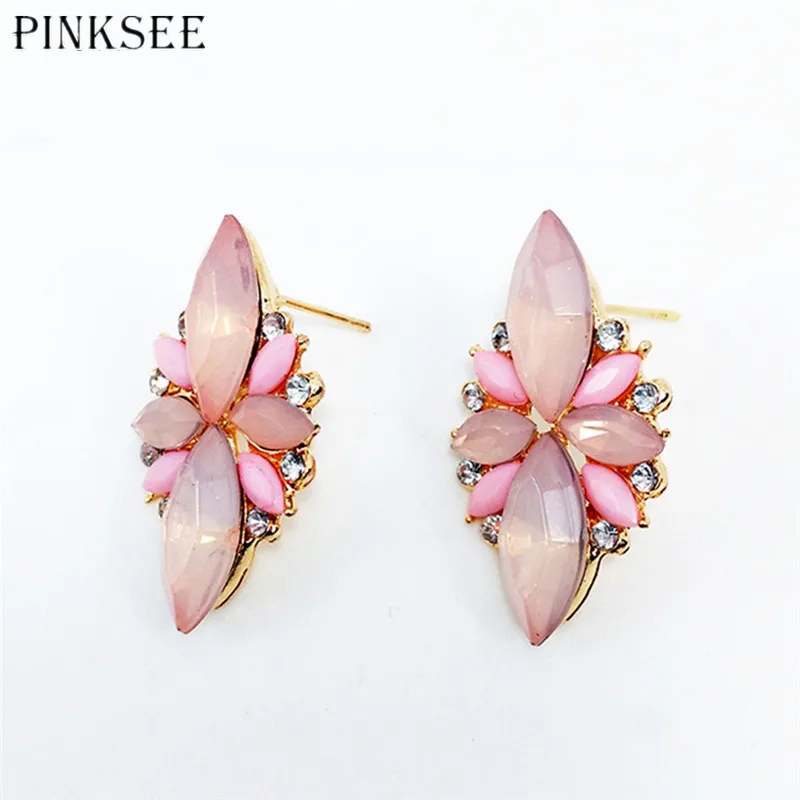 PINKSEE 1 пара серьги-гвоздики из сплава в виде цветка акриловые подвесные шпильки