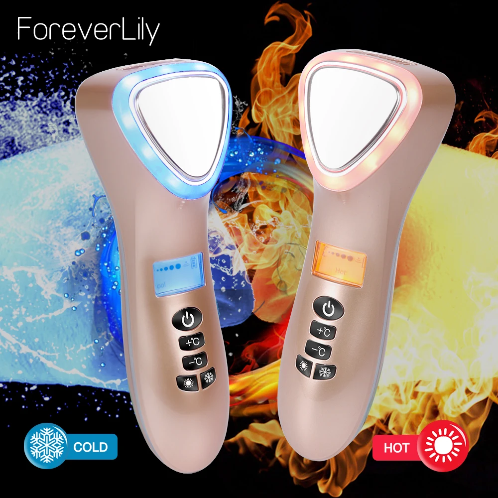 

LED Hot Cold Hammer Ultrasonic Cryotherapy Photon Vibration Massager Facial Lifting Shrink Ultrasound Pore Skin Care for Salon
