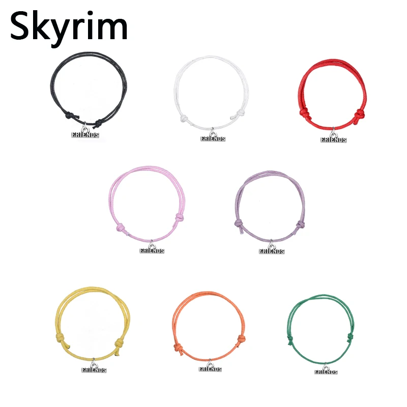 Skyrim 10pcs/lot Friends Alphabets Charm Fashionable Style Korea Wax Cord Adjustable Bracelets Eight Colors Fit For Gifts | Украшения и
