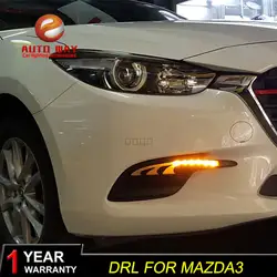 Бесплатная доставка 12 В 6000 К светодиодный drl дневные Бег свет чехол для Mazda3 Mazda 3 M3 2017 туман рамка светильника фонарь