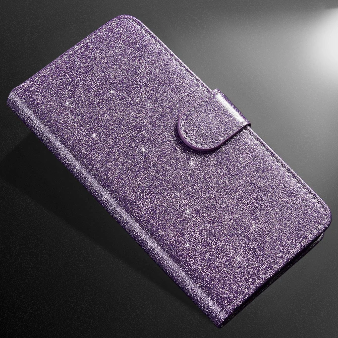 Для Xiaomi Redmi 5 Plus Note 5 7 Pro Go Note 4A 6A Чехол Флип роскошный блестящий PU кожаный чехол для телефона чехол сияющий как бриллианты - Цвет: purple