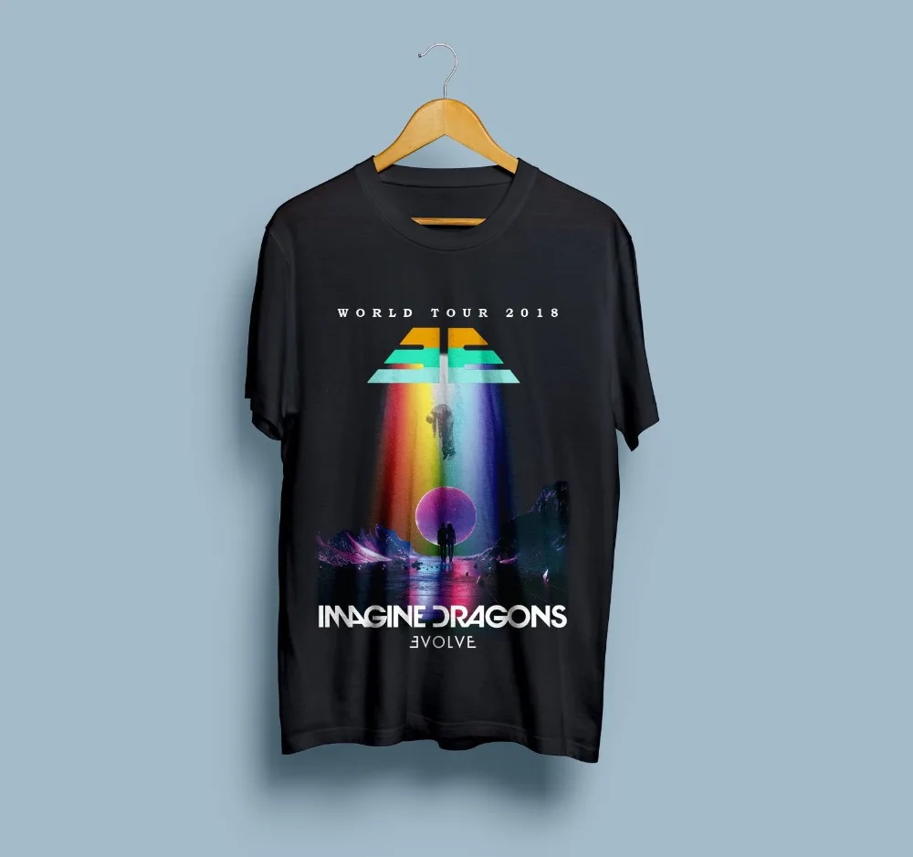 Imagine Dragons Evolve US Tour Dates 2018 two side T shirt S to 3XL men Black T Shirt-in T 