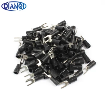 

SV3.5-4 Black Insulated Spade Fork Wire Connector Electrical Wiring Crimp Terminal wire Cable Connector 100PCS/Pack SV3-4 SV