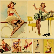 Сексуальная Леди Американский Pin up плакат ретро художественные плакаты печатные настенные украшения дома кафе бар Декор Настенная картина