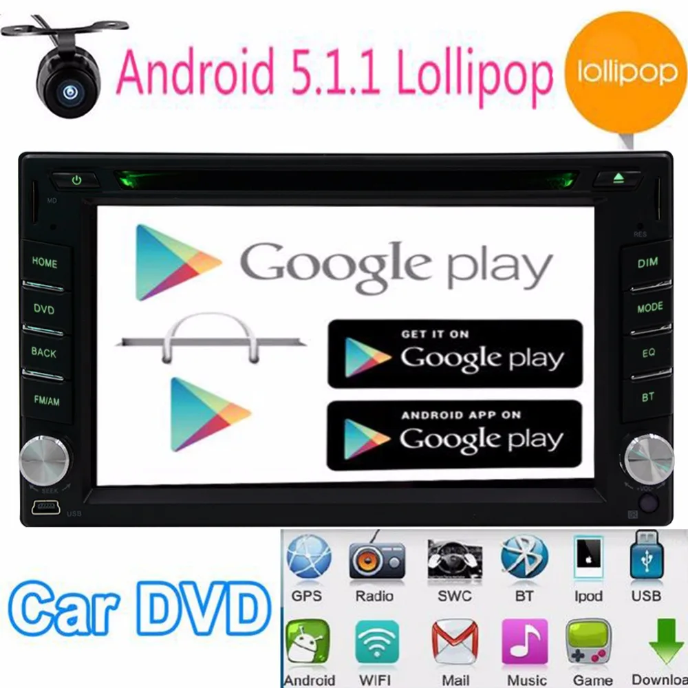 Cheap Double 2Din Android5.1.1 Car autoradio Audio DVD Stereo Radio GPS 4G 3G WiFi GPS Navigator in dash HeadUnit For Universal VW Car 1