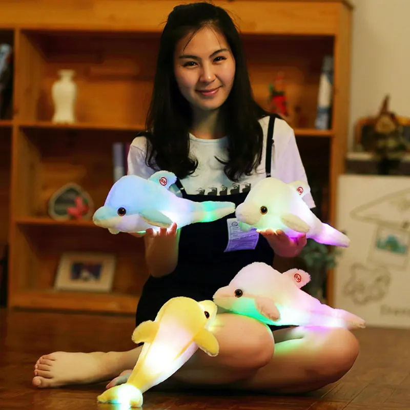 32 см красочные светящиеся дельфины плюшевые игрушки Kawaii куклы чучела кукла со