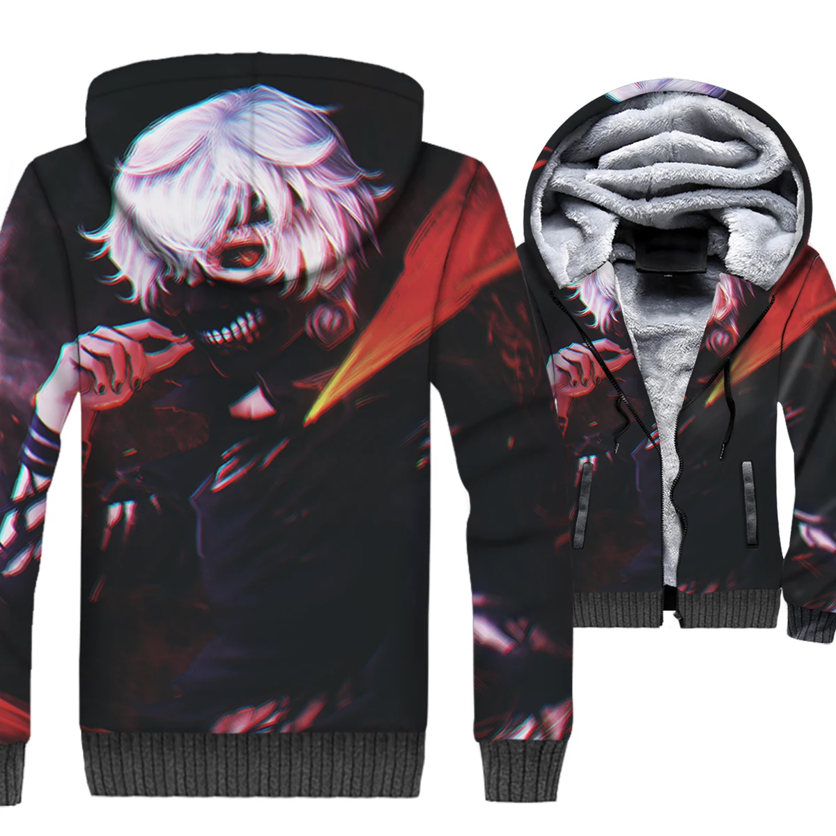 

Anime Tokyo Ghoul Jacket Men Ken Kaneki Hoodie New Design Sweatshirt Winter Thick Fleece Warm 3D Print Coat Punk Streetwear Mens